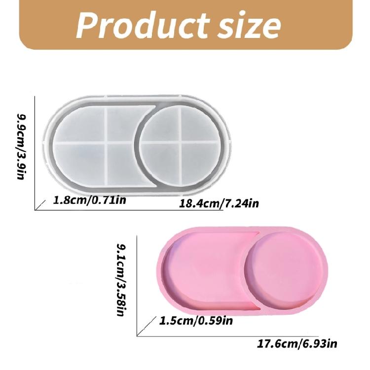 Oval Plate Silicone Moulds Artisanal Oval Resin Casting Silicone Moulds for Coaster and Jewelry Tray Creation,
