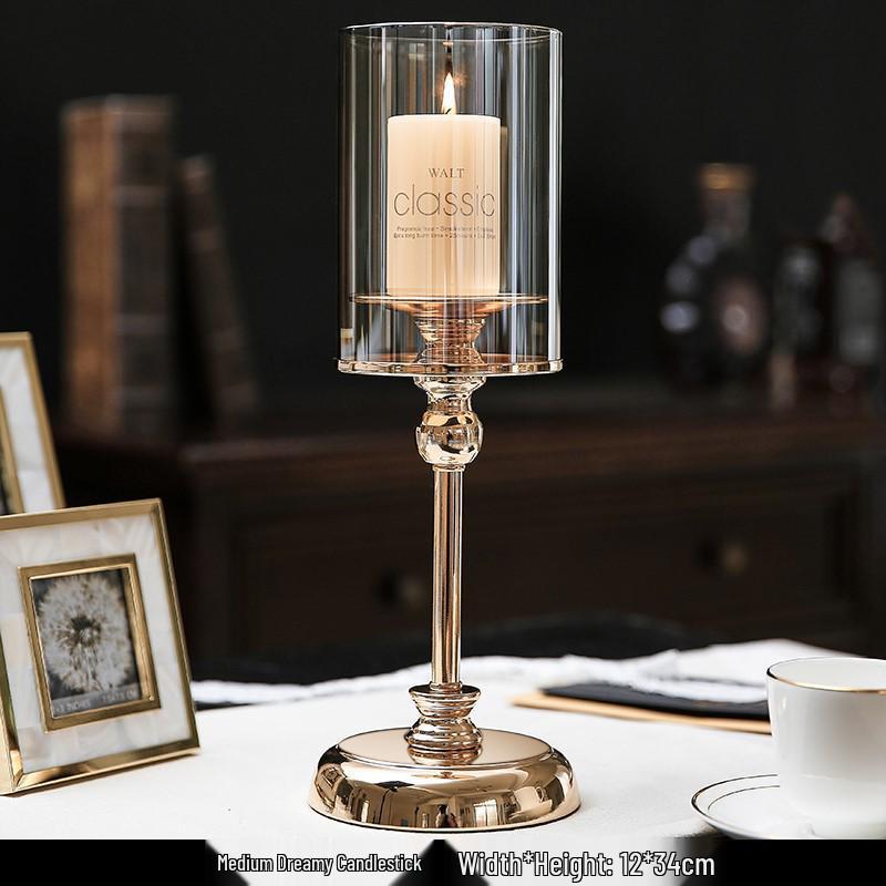 

Скандинавський розкішний скляний свічник: Романтична Ретро Настільна Декорація для Вечерь при Свічках