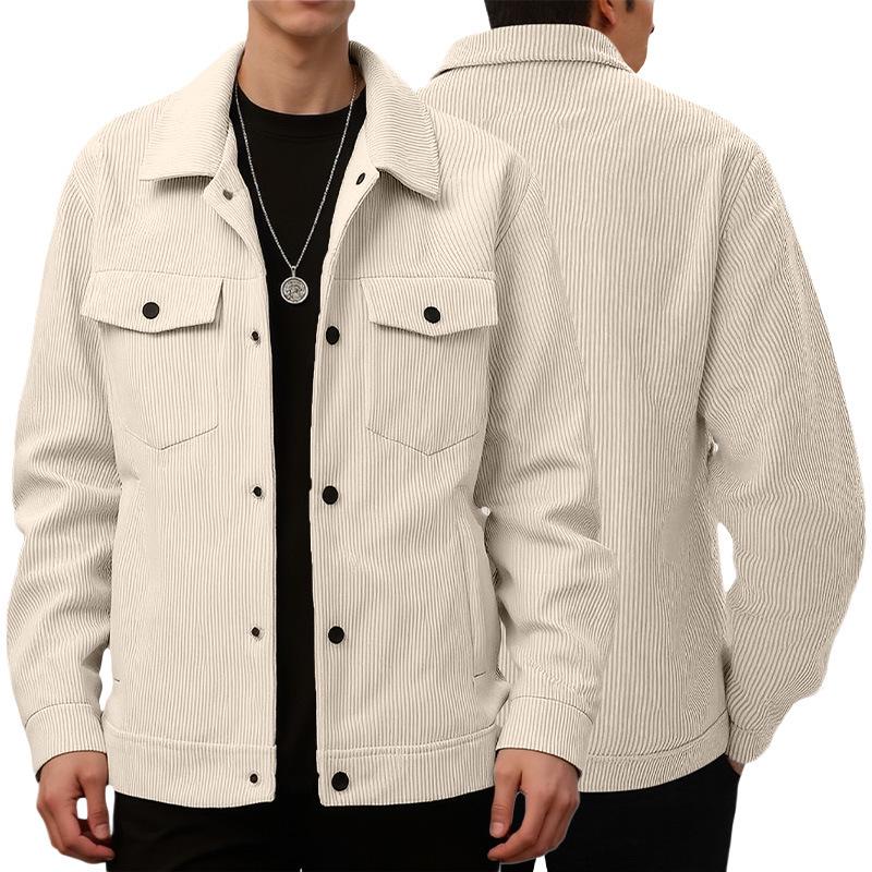 Men's Trendy Corduroy Single-breasted Long Sleeve Pocket Jacket