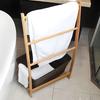 3-Tier Bamboo Towel Rack Freestanding Bathroom Floor Drying Rack Stable Multifunctional Storage Organizer for Home Bedroom