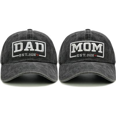 2Pcs Retro Washed Dad Mom Embroidery Embroidered Baseball Hat For Women,Outdoor Sport Adjustable Sunshade Breathable Driver Caps