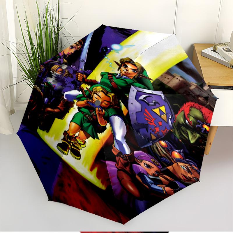The Legend of Zelda Print Automatic Open Close Umbrella, Portable Foldable Umbrella, for Outdoor Commute Camping Trip, Ideal Birthday Gift