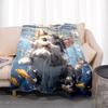 Cozy Ocean Theme Cat Fish Pattern Print Flannel Blanket - Lightweight, Soft, Warm Blanket for Sofa, Bed, Travel, Camping