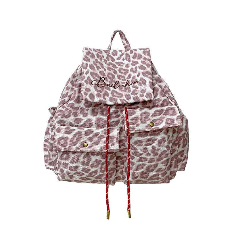 Sac à dos1011 nouveau sac à dos en toile imprimé léopard grande capacité sac de ville pour femme style décontracté sac à dos décontracté sens de la mode