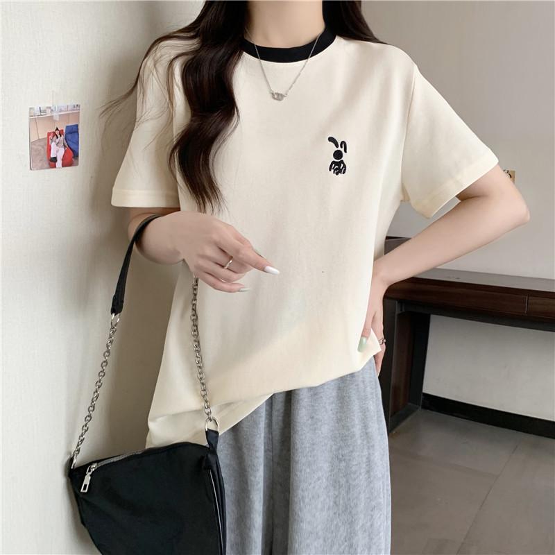 Women's Summer Embroidered Loose-Fit Trendy T-Shirt