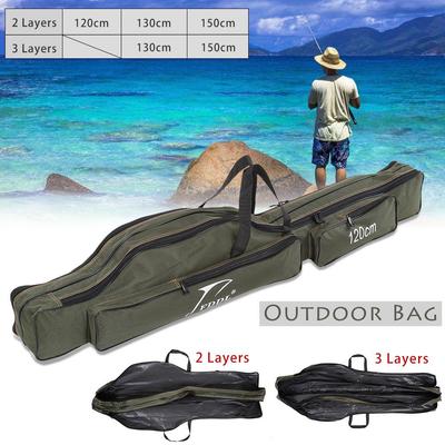 Portable Folding Fishing Rod Carrier Canvas Fishing Pole Tools Storage Bag Case Fishing Gear Tackle