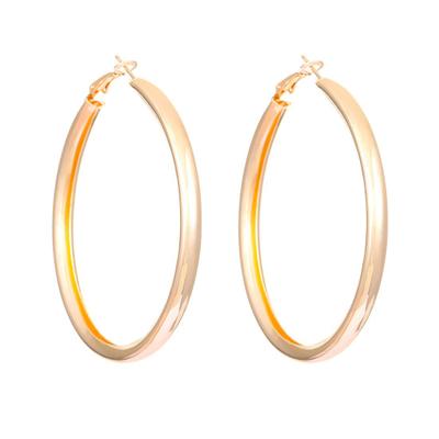 1 Pair Women Ear Hoop Large Circle Polished Iron Lightweight Geometric Individual