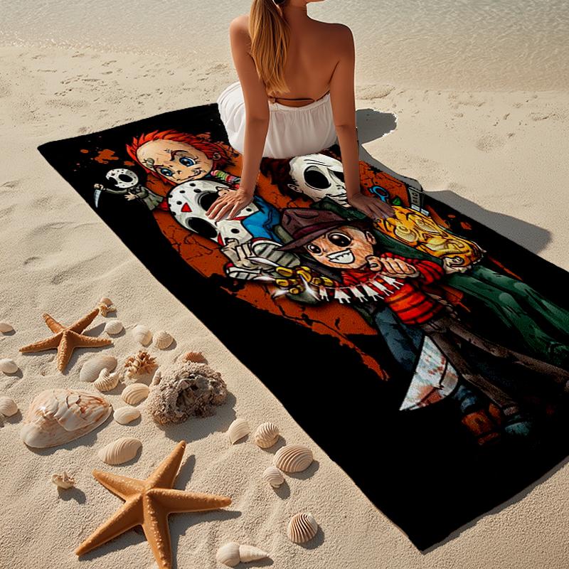 Horror Movie Characters Beach Towel, Super Soft Microfiber, Gift for Her/Him, Birthday, for Pool, Beach, Travel, Home Decor Fan gifts
