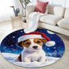 Christmas Puppy Round Area Rug,Carpet Rug for Living Room Bedroom Sofa Playroom Decor,Non-slip Floor Mat