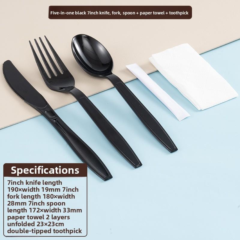

7 Inch Disposable Plastic Cutlery Set Fork Knife Spoon Individually Wrapped Bulk Pack 50pcs