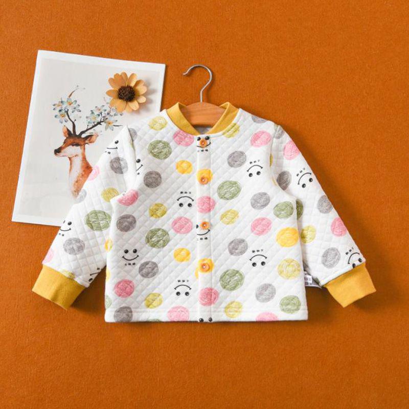 Baby Quilted Long-Sleeve Top: Unisex Three-Layer Autumn/Winter Underwear Pajamas