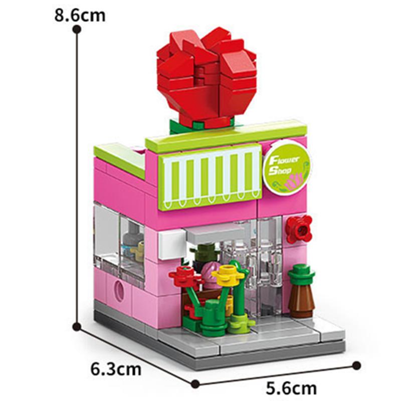 NEW DIY Makeup Convenience Store Flower Shop Hair Salon Piano Game Hall Fruit Bookstore Building Blocks Bricks Movie Model Toy