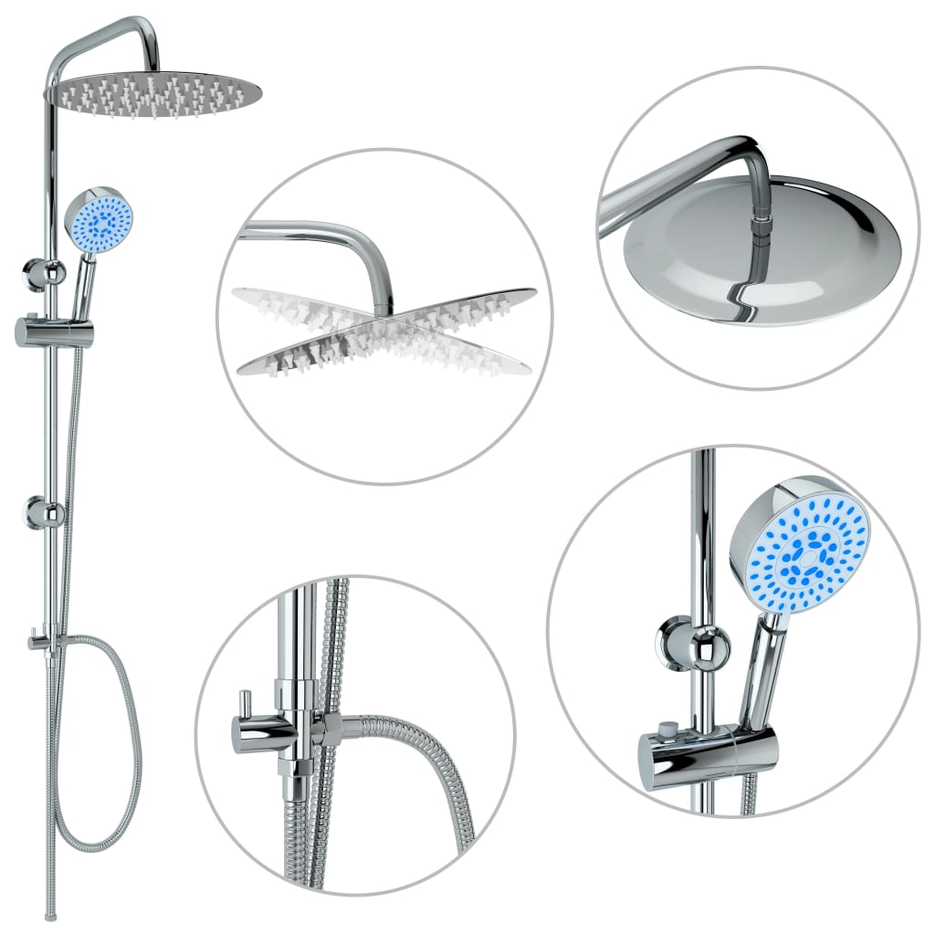 Double Head Shower Set with Handheld Shower Head Stainless Steel
