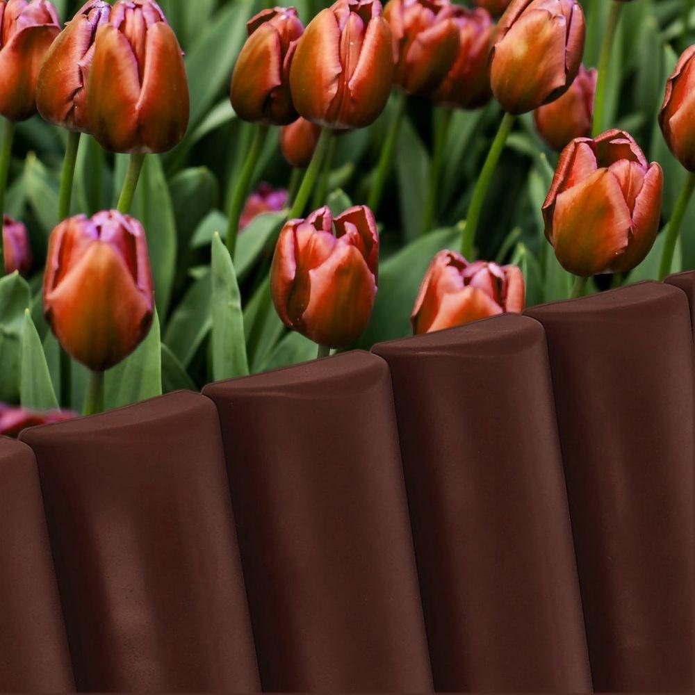 Vilde Brown Plastic Flexible Garden Edging and Plant Border 2.5 m - Set of 10