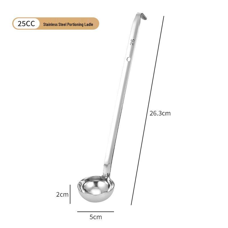 Stainless Steel Deepened Quantitative Spoon - Long Handle, Ounce Measure, Multiple Sizes, Ideal for Soups and Juices.