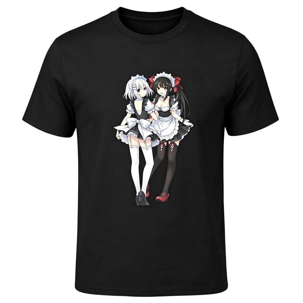 Date A Live Kurumi & Origami Maid Anime Graphic T‑Shirt
