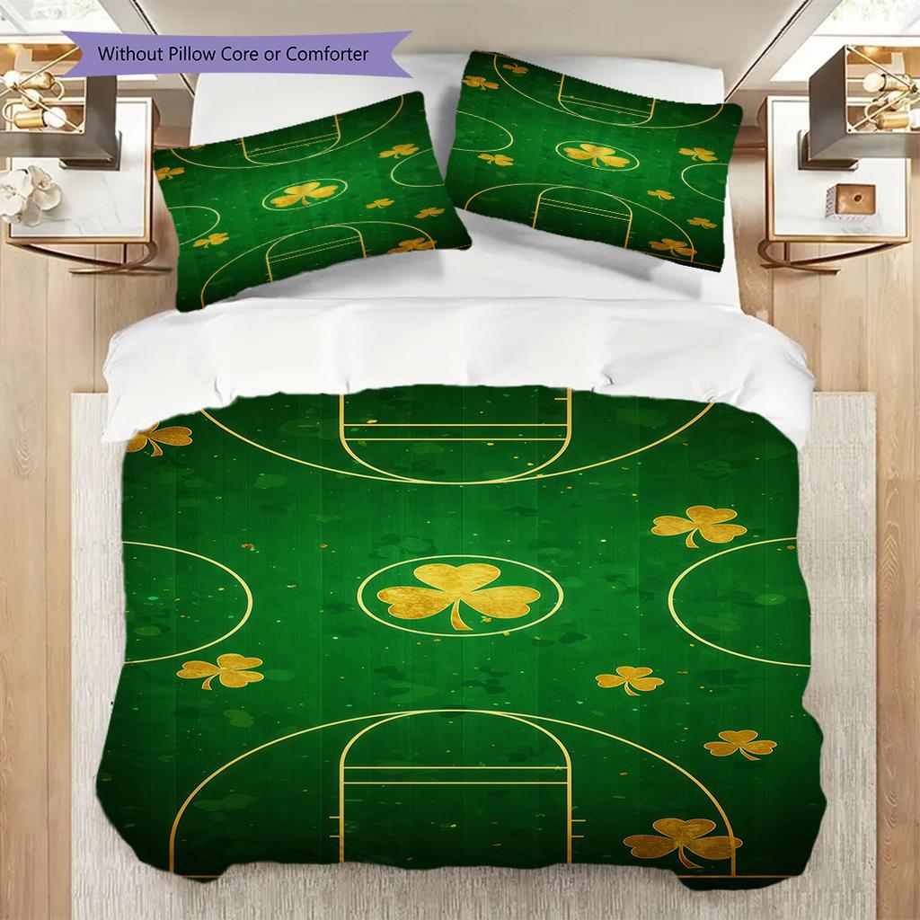 Celtics Spirit Green White Glory Three-piece set(1 * duvet cover + 2 * pillowcase, without core)Duvet cover and pillowcase Soft and comfortable