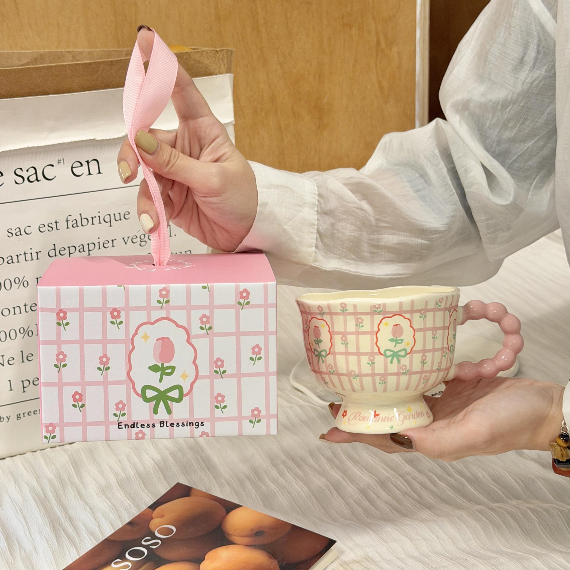 

Cute Ceramic Cups Household Mugs Coffee Cups Opening Event Souvenirs High Appearance Level Girls Cups 360ml