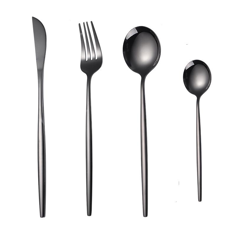 Portugal Gold Stainless Steel Cutlery Set: Four-Piece Knife, Fork, and Spoon Set for Steaks.
