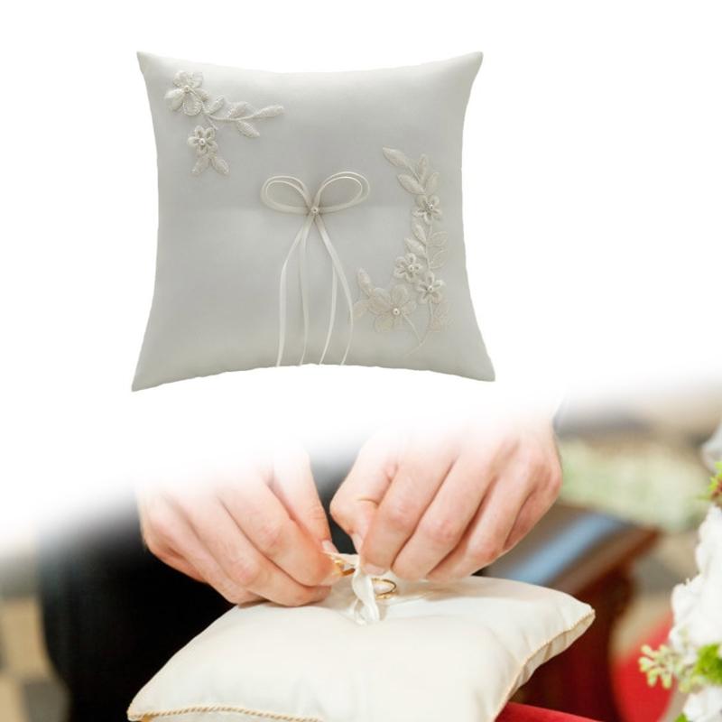 Cuscino Portafedi con Perle, Fiocchi e Orsetto per Matrimoni, Balli di Fine Anno, Anniversari, Cerimonie e Feste in Spiaggia Morbido Cuscino con Fiocchi