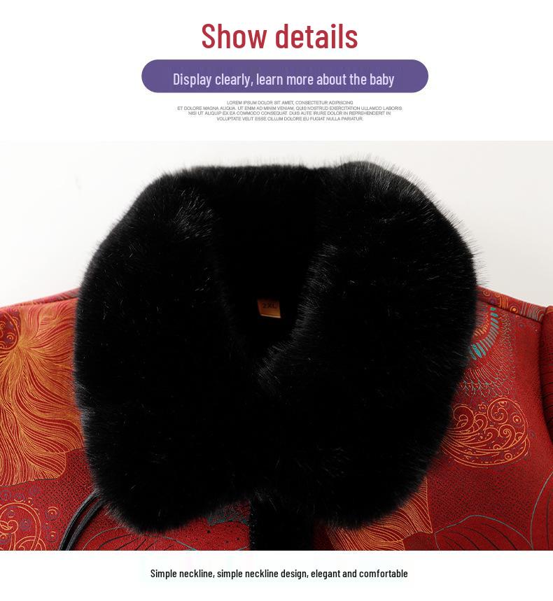 Grandma's Plus Velvet Winter Jacket for Elderly Women