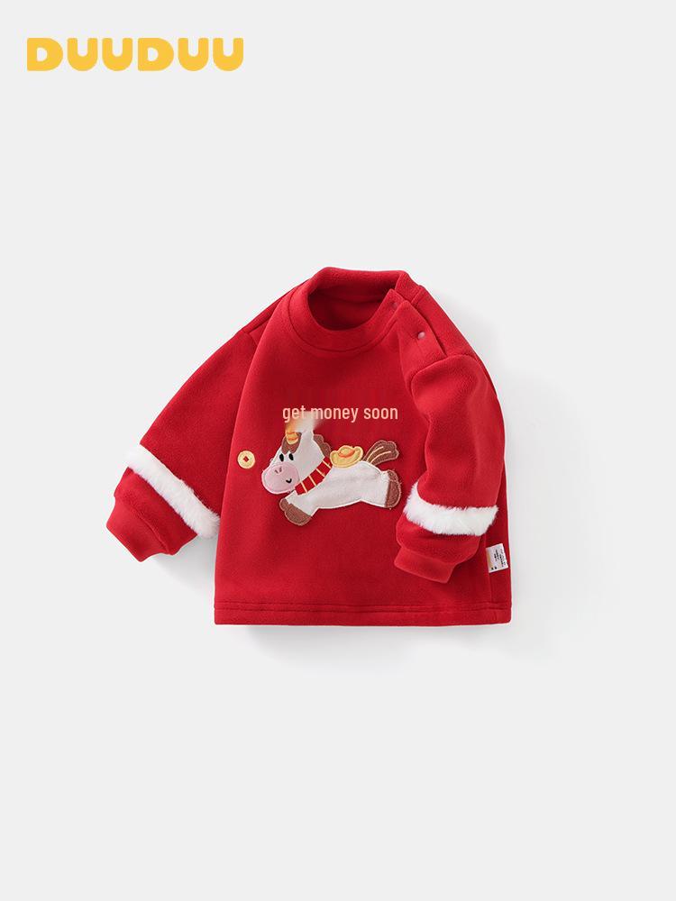 DUUDUU Red Baby New Year 2025 Velvet Toddler Autumn/Winter Sweatshirt