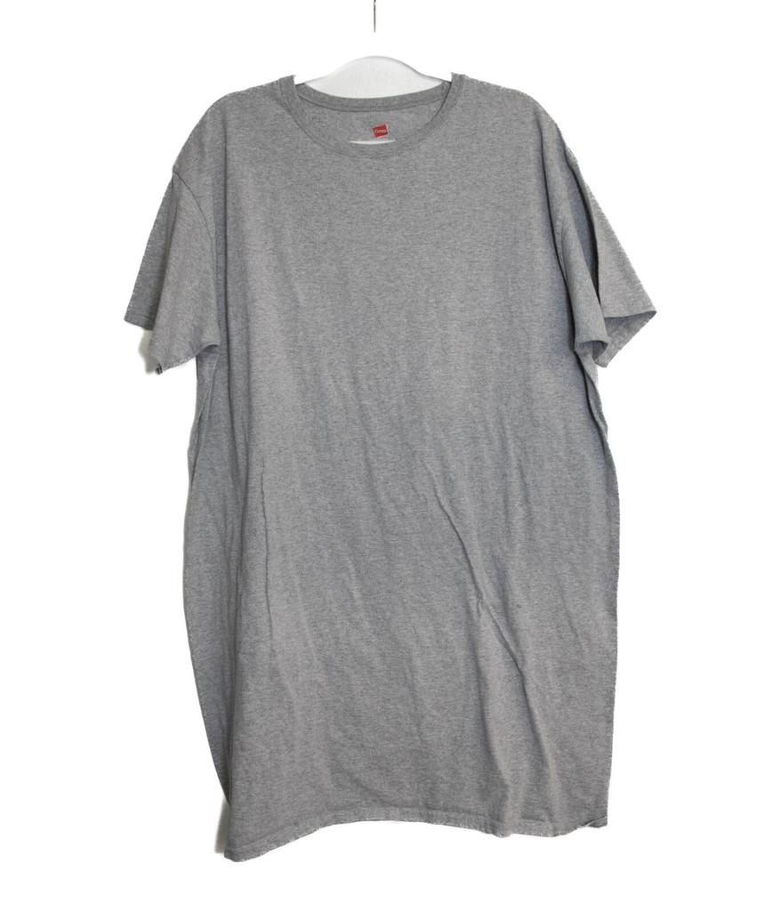 Hanes Mens Gray Crewneck T-Shirt Short Sleeve Casual Wear Cotton Blend