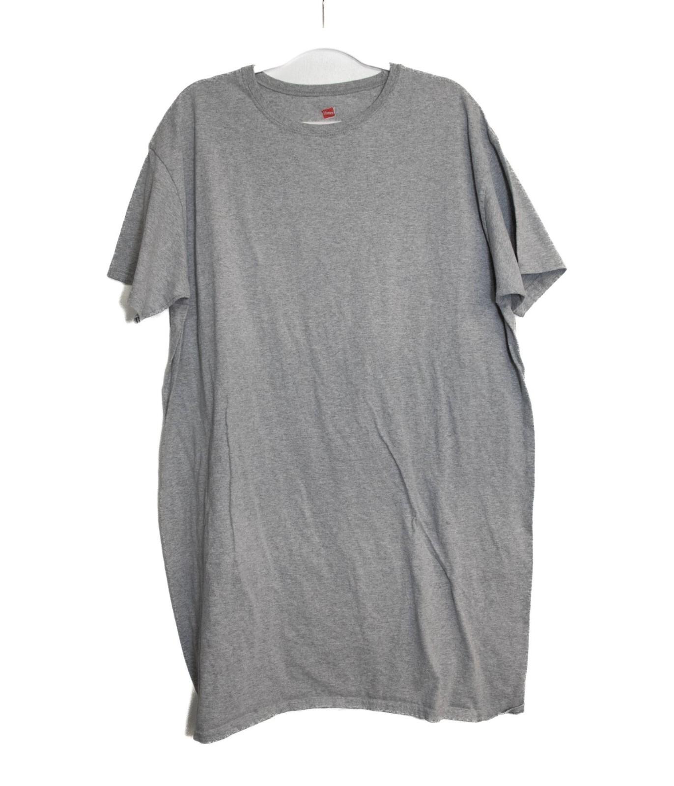 Hanes Mens Gray Crewneck T-Shirt Short Sleeve Casual Wear Cotton Blend S