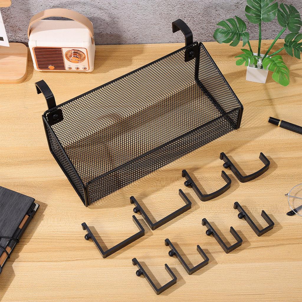 Hanging Bedside Storage Basket Metal Wire Organizer Rack Space Saving for Bed Frame Dorm Bunk Bed Desktop Essentials Black