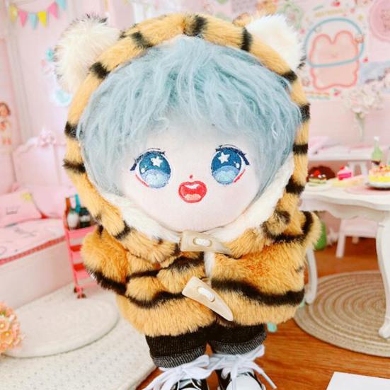 Doll Clothes Tiger Pattern Dress-up Fabric Beautiful Doll Hooded Coat Pants Outfit for 20cm Doll