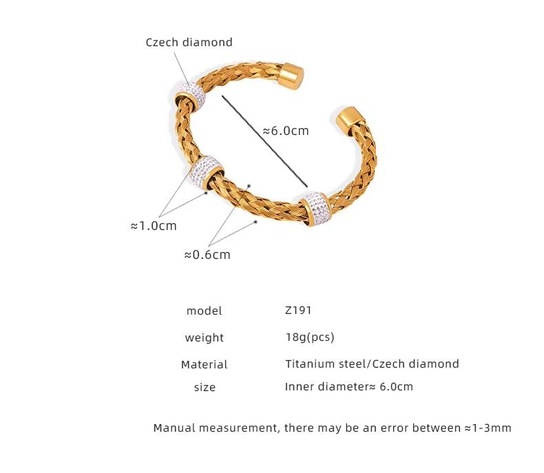 Fashion Women's Stainless Steel Bracelet 18K Gold Plated Hollow Woven Open Bangle Fashion Statement Jewelry