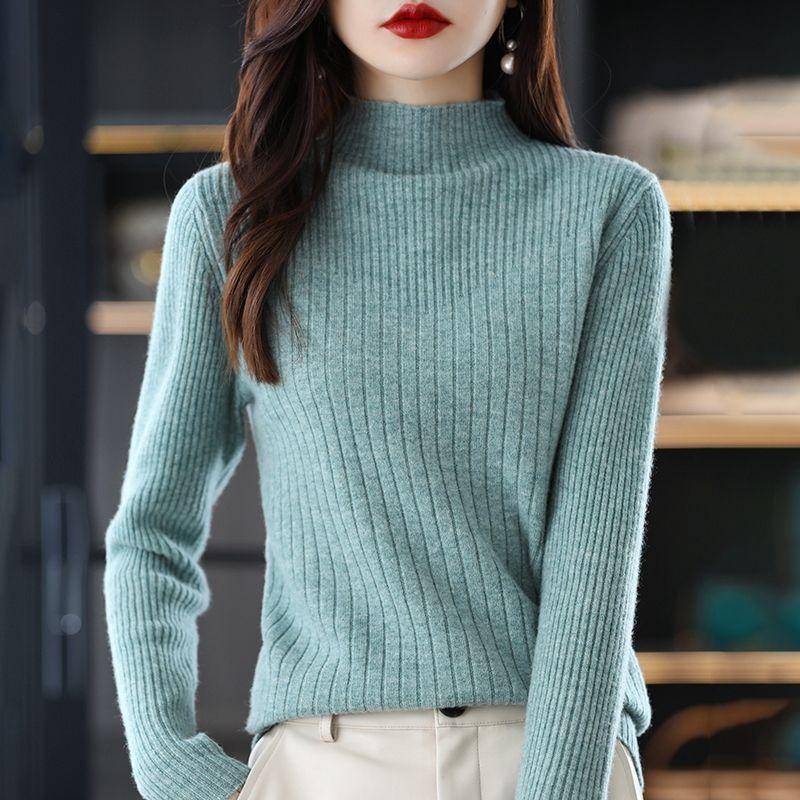 Pullover Half High Collar Long Sleeved Knitting Sweater Base Solid Women Sweater Autumn and Winter 2022 Sweater Female