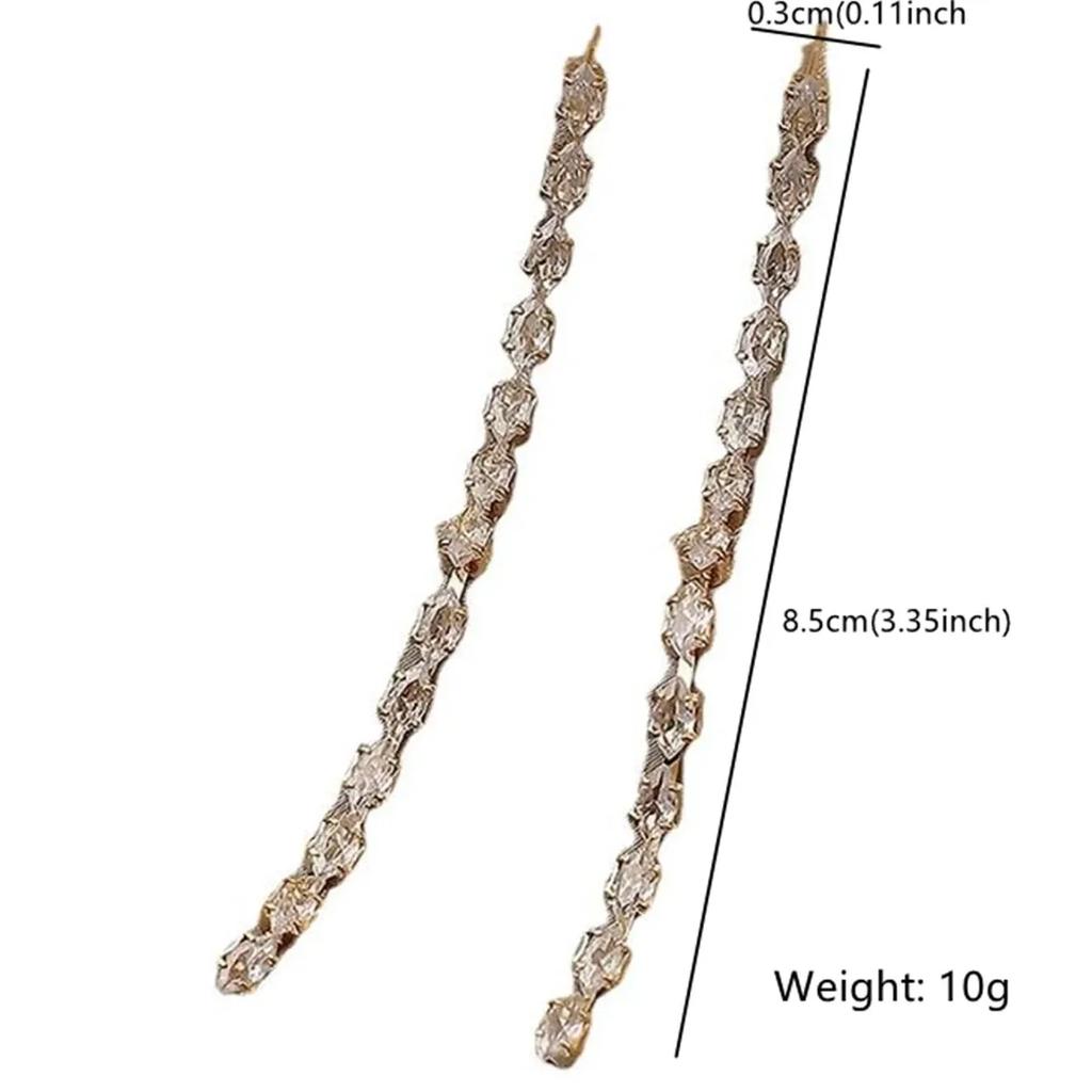 FYUAN Simple Geometric Zircon Crystal Earrings for Women Gold Copper Color Long Tassel Dangle Earrings Party Weddings Zircon