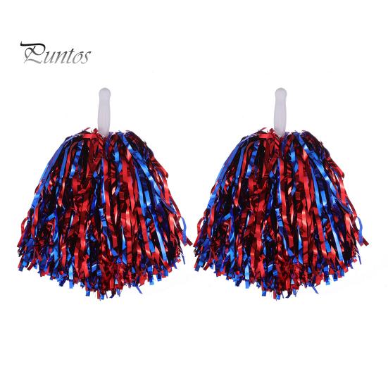 2 buc. Pompoane pentru majorete din folie metalica Pompoane pentru majorete Flori de mână cu mâner pentru competiții sportive, sărbători