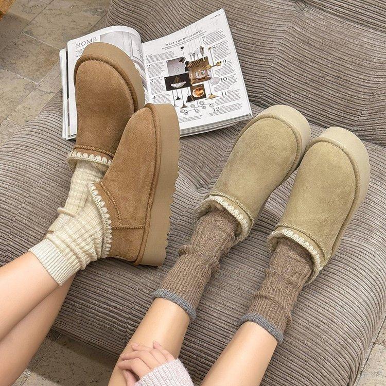 Snow boots women's fur integrated cotton shoes women's winter wear Sangpo new thick-soled suede warm velvet snow cotton