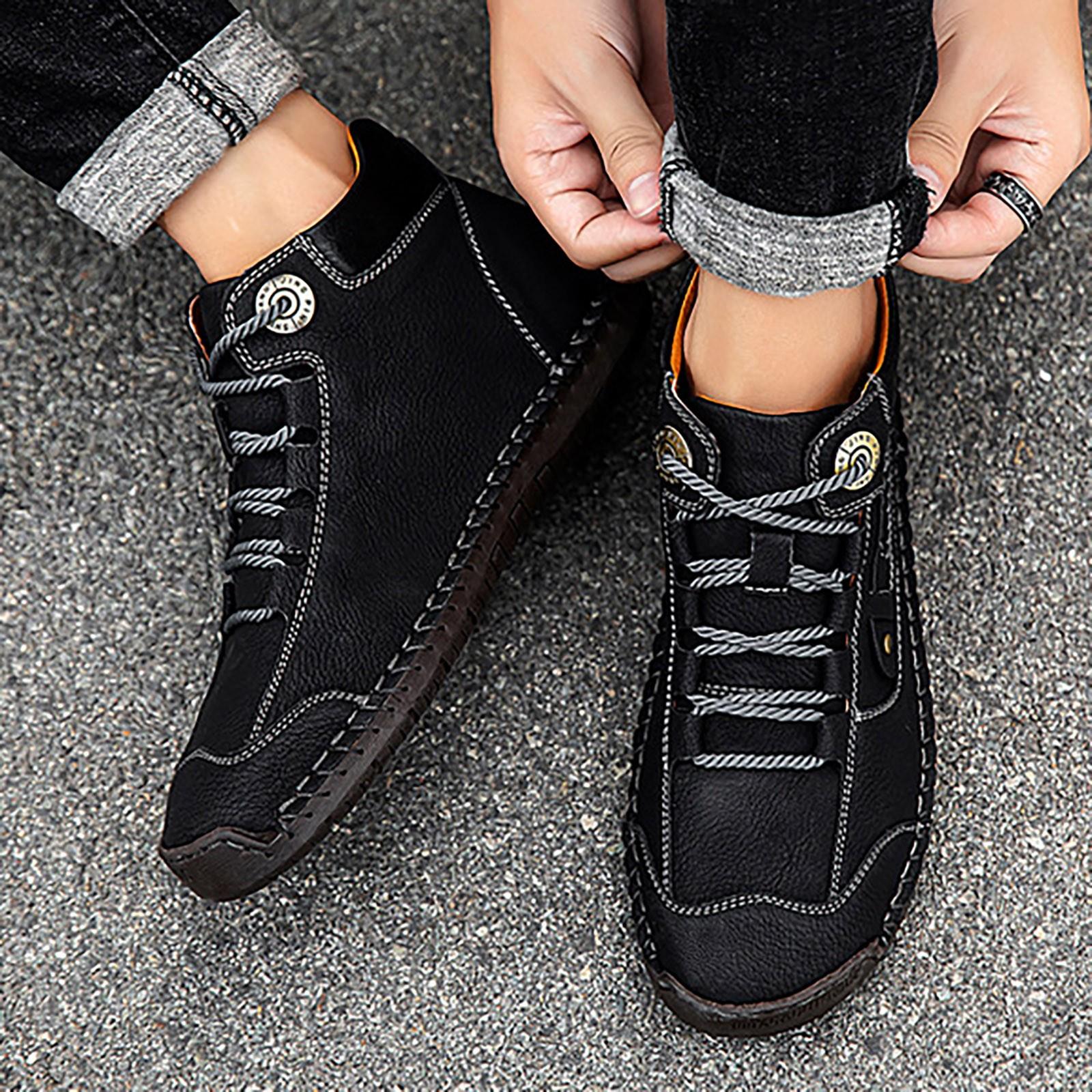 

Чоловіче повсякденне зносостійке шкіряне взуття з високим верхом Британське повсякденне чоловіче взуття 38 чорний