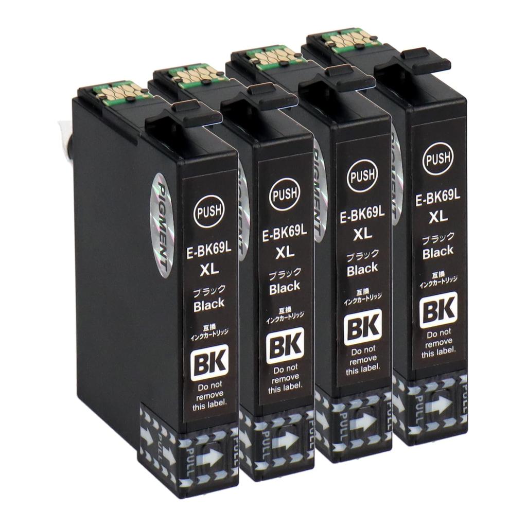 For Epson IC69 Compatible Hourglass Compatible ICBK69 Black 4 Compatible Ink Cartridges Pigment Ink Remaining Level Display Compatible [Horizontal