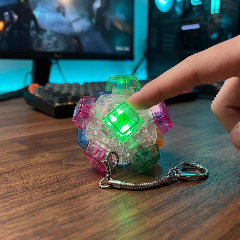 

12 Keys Led Light-Up Keychain Keyboard Clickable Button Fidget Toy For Stress Anxiety Relief Portable Office Decor Gift A