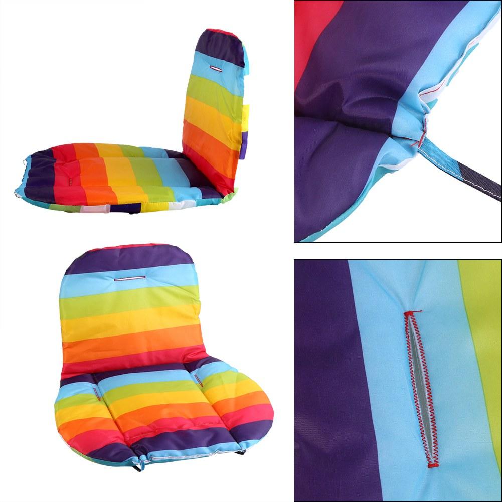 

Universal Waterproof Soft Baby Stroller Cushion Rainbow Striped Liner Car Seat