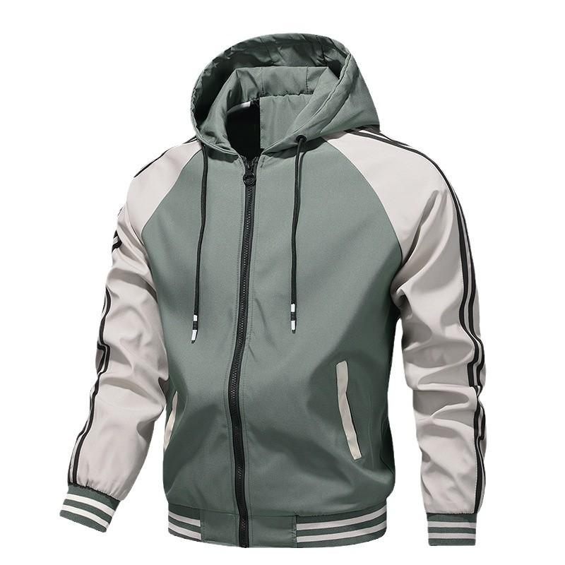 Spring and Autumn New Men's Casual Jacket Korean Version Slim-fitting Hooded Outer Wear Middle-aged and Young People Contrasting Color Top Fashion
