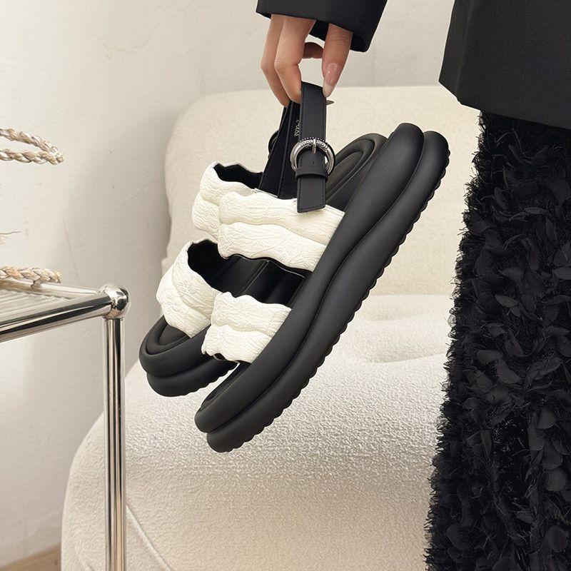 Super soft platform fashion casual word with sandals women's summer new versatile beach shoes