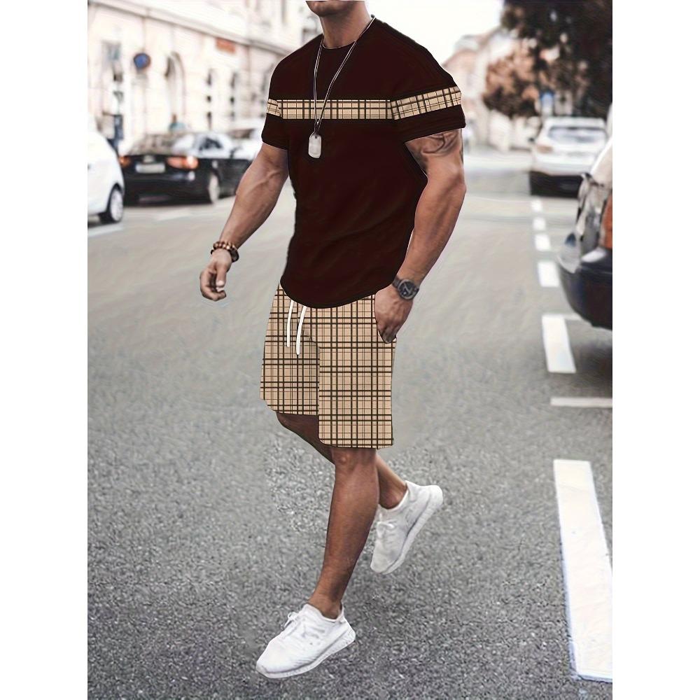 Fashion Casual Men's T-shirt Shorts Set Summer 3D Printed Men's Clothing Daily Elastic Waist Shorts Short Sleeve Set
