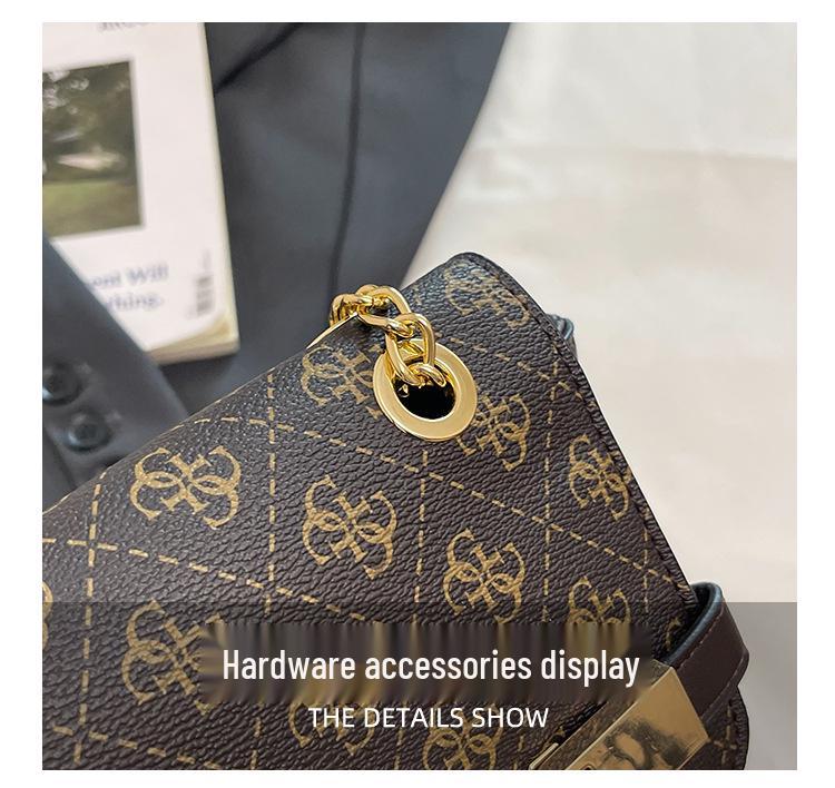 2025 European & American Retro Print Chain Shoulder Bag: New Light Luxury Women's Crossbody & Commuter Underarm Bag