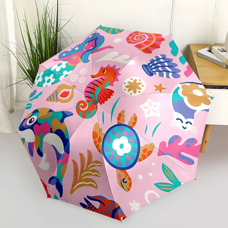 

1pc Oceanic Marine Automatic Opening/Closing Umbrella with Operation & Windproof Canopy - Folding Design, Holiday Gift yy260225153