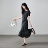 SOFSIL 100% Silk Floral High-Waist Midi Dress