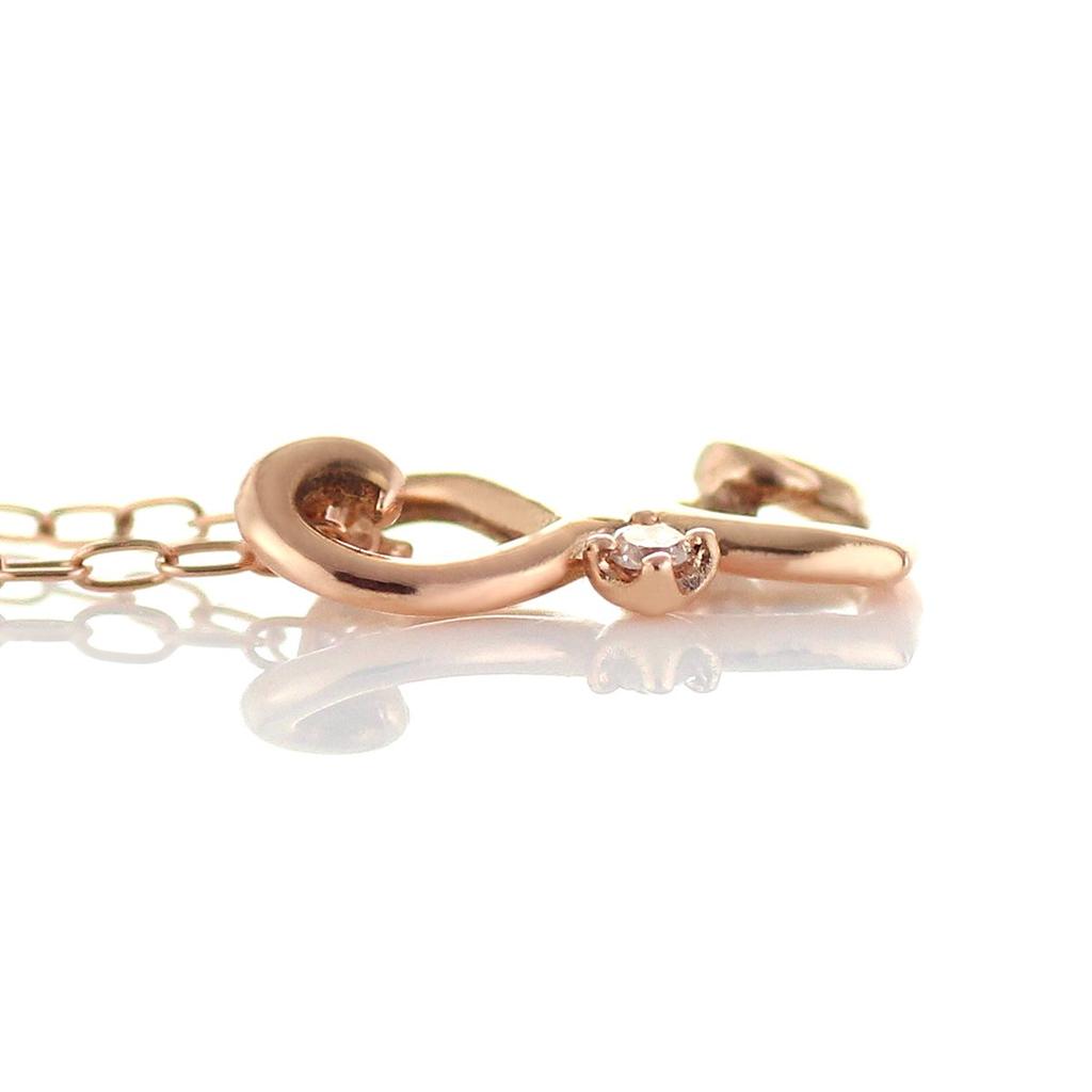 SUEHIRO Diamond Double Heart Open Heart Necklace In Pink Gold for Women