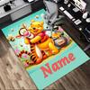 Personalized Name Winnie Pooh Living Room Non-Slip Area Rug Soft Carpet for Bedroom Kids Playroom Sofa Office Home Decor Doormat