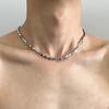 Korean Version of Broken Silver Geometric Square Necklace Women's Versatile Simple Broken Silver Collarbone Chain Niche Geometric Rhombus Neck Chain