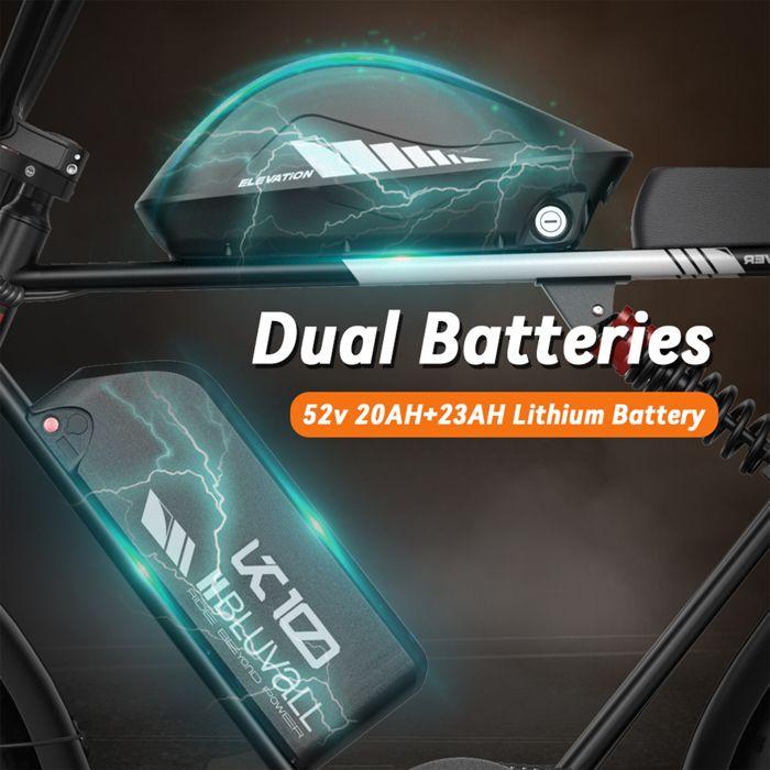 BLUVALL K10 20" Fat Bike Electric Bike, Double Battery 2236Wh, Double Suspension, Black