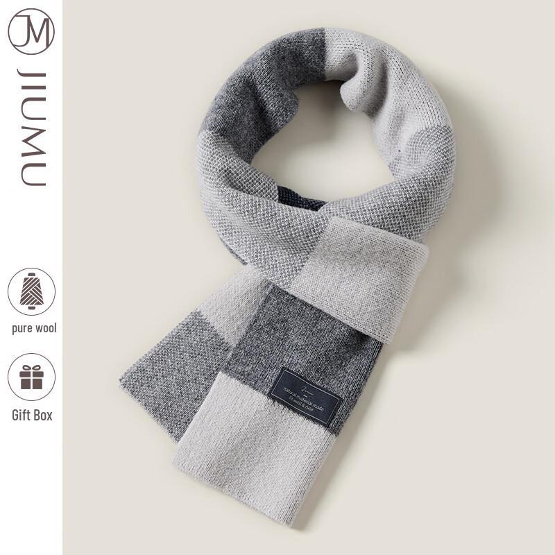 JIUMU Men's Plaid Wool Scarf